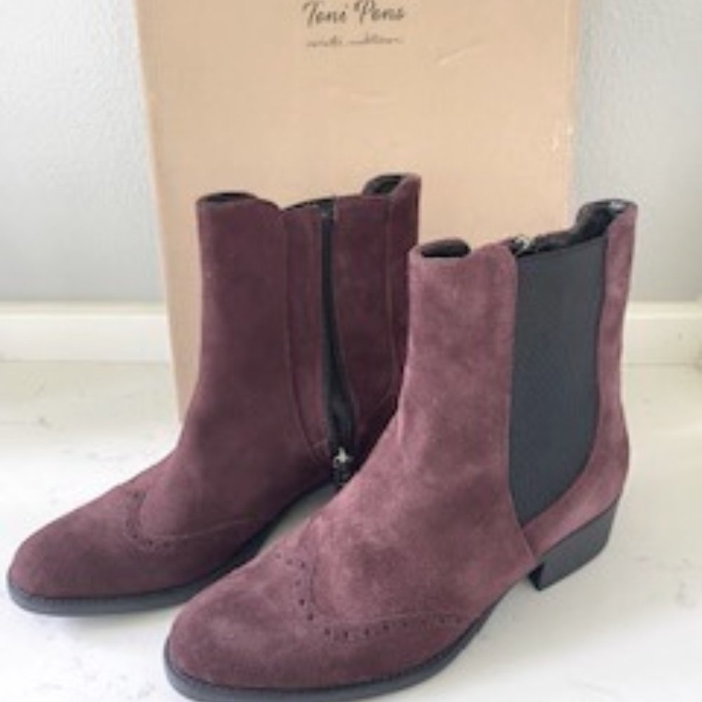 Toni Pons maroon suede wingtip ankle boots size 35